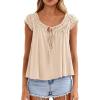 imagePRETTYGARDEN Women Babydoll Tops 2026 Summer Clothes Cap Sleeve Tie Front Flowy Tank Top Peplum Blouses Cute Going Out ShirtsApricot