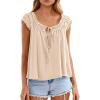imagePRETTYGARDEN Women Babydoll Tops 2026 Summer Clothes Cap Sleeve Tie Front Flowy Tank Top Peplum Blouses Cute Going Out ShirtsApricot