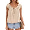imagePRETTYGARDEN Women Babydoll Tops 2026 Summer Clothes Cap Sleeve Tie Front Flowy Tank Top Peplum Blouses Cute Going Out ShirtsApricot