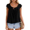 imagePRETTYGARDEN Women Babydoll Tops 2026 Summer Clothes Cap Sleeve Tie Front Flowy Tank Top Peplum Blouses Cute Going Out ShirtsBlack