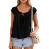 imagePRETTYGARDEN Women Babydoll Tops 2026 Summer Clothes Cap Sleeve Tie Front Flowy Tank Top Peplum Blouses Cute Going Out ShirtsBlack