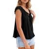 imagePRETTYGARDEN Women Babydoll Tops 2026 Summer Clothes Cap Sleeve Tie Front Flowy Tank Top Peplum Blouses Cute Going Out ShirtsBlack