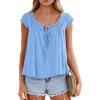 imagePRETTYGARDEN Women Babydoll Tops 2026 Summer Clothes Cap Sleeve Tie Front Flowy Tank Top Peplum Blouses Cute Going Out ShirtsLight Blue