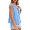 imagePRETTYGARDEN Women Babydoll Tops 2026 Summer Clothes Cap Sleeve Tie Front Flowy Tank Top Peplum Blouses Cute Going Out ShirtsLight Blue
