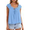 imagePRETTYGARDEN Women Babydoll Tops 2026 Summer Clothes Cap Sleeve Tie Front Flowy Tank Top Peplum Blouses Cute Going Out ShirtsLight Blue