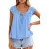 imagePRETTYGARDEN Women Babydoll Tops 2026 Summer Clothes Cap Sleeve Tie Front Flowy Tank Top Peplum Blouses Cute Going Out ShirtsLight Blue