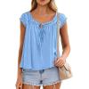 imagePRETTYGARDEN Women Babydoll Tops 2026 Summer Clothes Cap Sleeve Tie Front Flowy Tank Top Peplum Blouses Cute Going Out ShirtsLight Blue