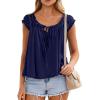 imagePRETTYGARDEN Women Babydoll Tops 2026 Summer Clothes Cap Sleeve Tie Front Flowy Tank Top Peplum Blouses Cute Going Out ShirtsNavy Blue