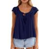 imagePRETTYGARDEN Women Babydoll Tops 2026 Summer Clothes Cap Sleeve Tie Front Flowy Tank Top Peplum Blouses Cute Going Out ShirtsNavy Blue