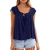 imagePRETTYGARDEN Women Babydoll Tops 2026 Summer Clothes Cap Sleeve Tie Front Flowy Tank Top Peplum Blouses Cute Going Out ShirtsNavy Blue
