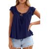 imagePRETTYGARDEN Women Babydoll Tops 2026 Summer Clothes Cap Sleeve Tie Front Flowy Tank Top Peplum Blouses Cute Going Out ShirtsNavy Blue