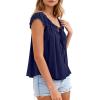 imagePRETTYGARDEN Women Babydoll Tops 2026 Summer Clothes Cap Sleeve Tie Front Flowy Tank Top Peplum Blouses Cute Going Out ShirtsNavy Blue