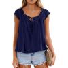 imagePRETTYGARDEN Women Babydoll Tops 2026 Summer Clothes Cap Sleeve Tie Front Flowy Tank Top Peplum Blouses Cute Going Out ShirtsNavy Blue