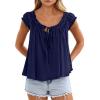imagePRETTYGARDEN Women Babydoll Tops 2026 Summer Clothes Cap Sleeve Tie Front Flowy Tank Top Peplum Blouses Cute Going Out ShirtsNavy Blue