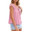 imagePRETTYGARDEN Women Babydoll Tops 2026 Summer Clothes Cap Sleeve Tie Front Flowy Tank Top Peplum Blouses Cute Going Out ShirtsPink