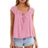 imagePRETTYGARDEN Women Babydoll Tops 2026 Summer Clothes Cap Sleeve Tie Front Flowy Tank Top Peplum Blouses Cute Going Out ShirtsPink