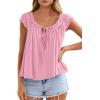 imagePRETTYGARDEN Women Babydoll Tops 2026 Summer Clothes Cap Sleeve Tie Front Flowy Tank Top Peplum Blouses Cute Going Out ShirtsPink