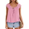 imagePRETTYGARDEN Women Babydoll Tops 2026 Summer Clothes Cap Sleeve Tie Front Flowy Tank Top Peplum Blouses Cute Going Out ShirtsPink