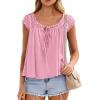 imagePRETTYGARDEN Women Babydoll Tops 2026 Summer Clothes Cap Sleeve Tie Front Flowy Tank Top Peplum Blouses Cute Going Out ShirtsPink