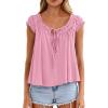imagePRETTYGARDEN Women Babydoll Tops 2026 Summer Clothes Cap Sleeve Tie Front Flowy Tank Top Peplum Blouses Cute Going Out ShirtsPink