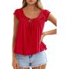 imagePRETTYGARDEN Women Babydoll Tops 2026 Summer Clothes Cap Sleeve Tie Front Flowy Tank Top Peplum Blouses Cute Going Out ShirtsRed