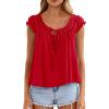 imagePRETTYGARDEN Women Babydoll Tops 2026 Summer Clothes Cap Sleeve Tie Front Flowy Tank Top Peplum Blouses Cute Going Out ShirtsRed