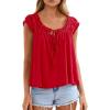 imagePRETTYGARDEN Women Babydoll Tops 2026 Summer Clothes Cap Sleeve Tie Front Flowy Tank Top Peplum Blouses Cute Going Out ShirtsRed