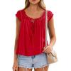 imagePRETTYGARDEN Women Babydoll Tops 2026 Summer Clothes Cap Sleeve Tie Front Flowy Tank Top Peplum Blouses Cute Going Out ShirtsRed