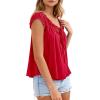 imagePRETTYGARDEN Women Babydoll Tops 2026 Summer Clothes Cap Sleeve Tie Front Flowy Tank Top Peplum Blouses Cute Going Out ShirtsRed