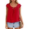imagePRETTYGARDEN Women Babydoll Tops 2026 Summer Clothes Cap Sleeve Tie Front Flowy Tank Top Peplum Blouses Cute Going Out ShirtsRed