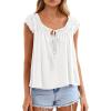 imagePRETTYGARDEN Women Babydoll Tops 2026 Summer Clothes Cap Sleeve Tie Front Flowy Tank Top Peplum Blouses Cute Going Out ShirtsWhite
