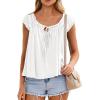 imagePRETTYGARDEN Women Babydoll Tops 2026 Summer Clothes Cap Sleeve Tie Front Flowy Tank Top Peplum Blouses Cute Going Out ShirtsWhite