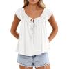 imagePRETTYGARDEN Women Babydoll Tops 2026 Summer Clothes Cap Sleeve Tie Front Flowy Tank Top Peplum Blouses Cute Going Out ShirtsWhite