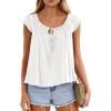 imagePRETTYGARDEN Women Babydoll Tops 2026 Summer Clothes Cap Sleeve Tie Front Flowy Tank Top Peplum Blouses Cute Going Out ShirtsWhite