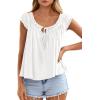 imagePRETTYGARDEN Women Babydoll Tops 2026 Summer Clothes Cap Sleeve Tie Front Flowy Tank Top Peplum Blouses Cute Going Out ShirtsWhite