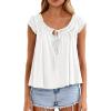 imagePRETTYGARDEN Women Babydoll Tops 2026 Summer Clothes Cap Sleeve Tie Front Flowy Tank Top Peplum Blouses Cute Going Out ShirtsWhite