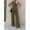 imagePRETTYGARDEN Womens 2 Piece Sets Summer 2026 Work Clothes Sleeveless Blazer Vest Pants Suits Spring Business Casual OutfitsArmy Green