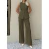 imagePRETTYGARDEN Womens 2 Piece Sets Summer 2026 Work Clothes Sleeveless Blazer Vest Pants Suits Spring Business Casual OutfitsArmy Green