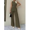 imagePRETTYGARDEN Womens 2 Piece Sets Summer 2026 Work Clothes Sleeveless Blazer Vest Pants Suits Spring Business Casual OutfitsArmy Green
