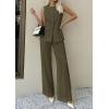 imagePRETTYGARDEN Womens 2 Piece Sets Summer 2026 Work Clothes Sleeveless Blazer Vest Pants Suits Spring Business Casual OutfitsArmy Green