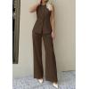 imagePRETTYGARDEN Womens 2 Piece Sets Summer 2026 Work Clothes Sleeveless Blazer Vest Pants Suits Spring Business Casual OutfitsBrown