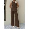imagePRETTYGARDEN Womens 2 Piece Sets Summer 2026 Work Clothes Sleeveless Blazer Vest Pants Suits Spring Business Casual OutfitsBrown