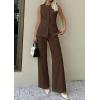 imagePRETTYGARDEN Womens 2 Piece Sets Summer 2026 Work Clothes Sleeveless Blazer Vest Pants Suits Spring Business Casual OutfitsBrown