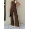 imagePRETTYGARDEN Womens 2 Piece Sets Summer 2026 Work Clothes Sleeveless Blazer Vest Pants Suits Spring Business Casual OutfitsBrown
