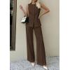 imagePRETTYGARDEN Womens 2 Piece Sets Summer 2026 Work Clothes Sleeveless Blazer Vest Pants Suits Spring Business Casual OutfitsBrown