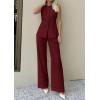 imagePRETTYGARDEN Womens 2 Piece Sets Summer 2026 Work Clothes Sleeveless Blazer Vest Pants Suits Spring Business Casual OutfitsBurgundy
