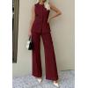 imagePRETTYGARDEN Womens 2 Piece Sets Summer 2026 Work Clothes Sleeveless Blazer Vest Pants Suits Spring Business Casual OutfitsBurgundy