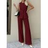 imagePRETTYGARDEN Womens 2 Piece Sets Summer 2026 Work Clothes Sleeveless Blazer Vest Pants Suits Spring Business Casual OutfitsBurgundy