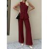 imagePRETTYGARDEN Womens 2 Piece Sets Summer 2026 Work Clothes Sleeveless Blazer Vest Pants Suits Spring Business Casual OutfitsBurgundy