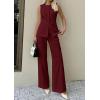 imagePRETTYGARDEN Womens 2 Piece Sets Summer 2026 Work Clothes Sleeveless Blazer Vest Pants Suits Spring Business Casual OutfitsBurgundy